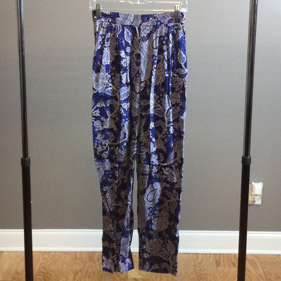 6 Tanner boho royal blue print pants - Picture 4 of 16